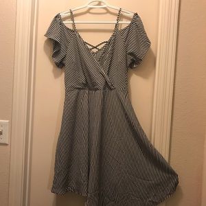Maurices black/white striped dress